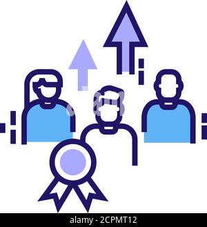 Leadership courses color line icon. Teamwork. People skill development. Pictogram for web page, mobile app. UI UX GUI design element Stock Vector