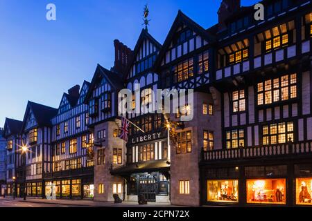 England, London, West End, Great Marlborough Street, Liberty's Department Store at Night Stock Photo