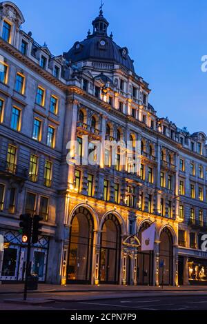England, London, Regent Street at Night, Apple Store Stock Photo