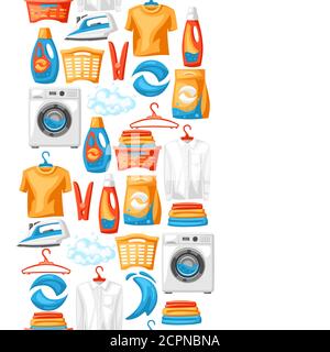 Laundry service seamless pattern with professional items. Stock Vector