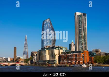 England, London, Southwark, Bankside Skyline and River Thames Stock Photo