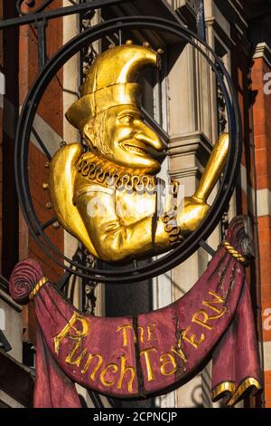 England, London, City of London, Fleet Street, The Punch Tavern Pub Sign Stock Photo