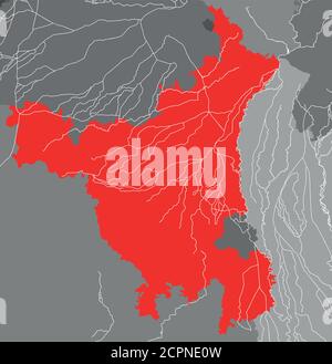 India states - map of Haryana. Hand made. Rivers and lakes are shown. Please look at my other images of cartographic series - they are all very detail Stock Vector