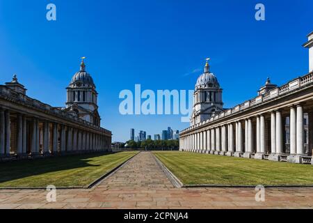 England, London, Greenwich, Old Royal Navy College, The Painted Hall and The Chapel Buildings Stock Photo