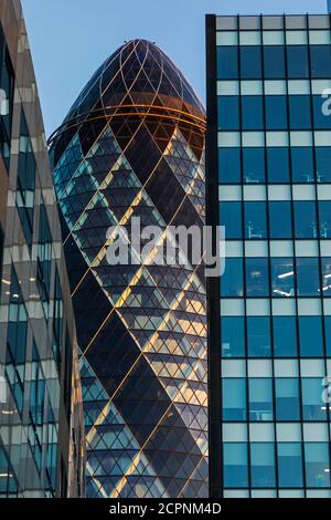 England, London, City of London, 30 St Mary Axe aka The Gherkin Building Stock Photo