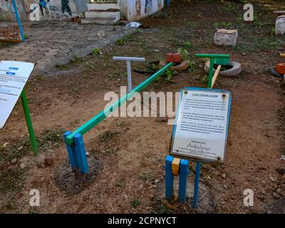 DISTRICT KATNI, INDIA - JANUARY 23, 2020: Third order lever theory concept displayed at educational park. Stock Photo