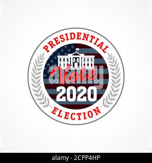 USA presidential election vote 2020, star emblem. Election day with American flag. US presidential debate, voting badge vector template Stock Vector