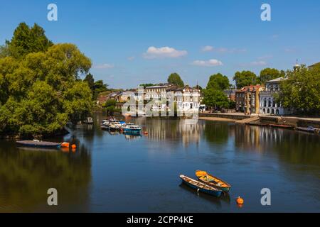 England, London, Richmond, View of the Thames and Richmond Skyline from Richmond Bridge Stock Photo