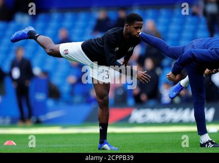 Soccer Football - Premier League - Chelsea v Fulham - Stamford Bridge, London, Britain - December 2, 2018   Fulham's Ryan Sessegnon during the warm up before the match   REUTERS/Eddie Keogh    EDITORIAL USE ONLY. No use with unauthorized audio, video, data, fixture lists, club/league logos or 'live' services. Online in-match use limited to 75 images, no video emulation. No use in betting, games or single club/league/player publications.  Please contact your account representative for further details.