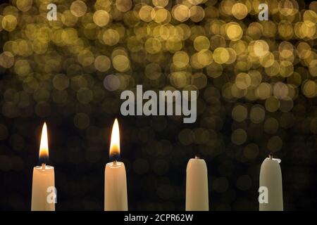Two burning candles on the second advent Stock Photo