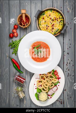 Food, different dishes on the table. Stock Photo
