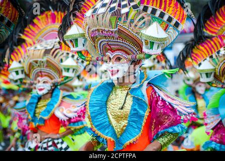 Colorful smiling mask of Masskara Festival at Bacolod City, Negros ...