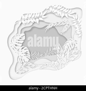 Set template for cutting. Palm leaves pattern. Laser cut. Vector illustration.. Stock Vector