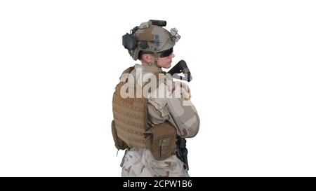 Fully Equipped Solder Holding Assault Rifle and Standing looking Stock ...