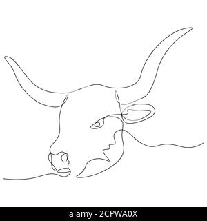 Continuous drawing of a bull symbol of 2021. Postcard in one line. holiday element for losses, calendars. vector illustration... Stock Vector