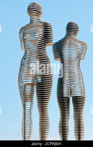 The moving metal love monument Ali&Nino in Batumi, Georgia. Stock Photo