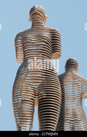 The moving metal love monument Ali&Nino in Batumi, Georgia. Stock Photo