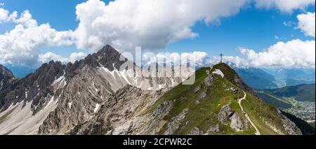 Hike to the Seefelder Spitze with a view of the Reither Spitze, Karwendel, Austria Stock Photo
