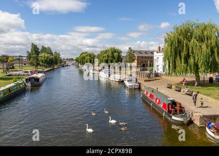 Boats on the River Great Ouse in Ely, Cambridgeshire, UK. Stock Photo