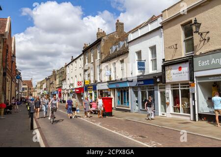 General view along High Street in Ely, Cambridgeshire, UK. Stock Photo