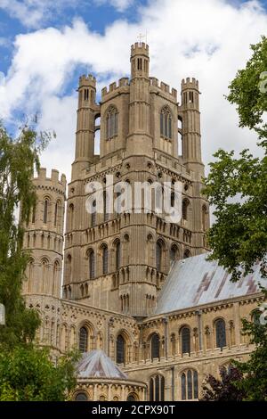The main tower of Ely Cathedral in Ely, Cambridgeshire, UK. Stock Photo