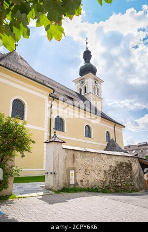 Catholic church named 'Dekanatspfarrkirche' in the town of Tamsweg in state Salzburgerland, Austria Stock Photo