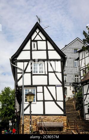 Church stairs in the old town of Kettwig, Essen, Ruhr area, North Rhine-Westphalia, Germany Stock Photo