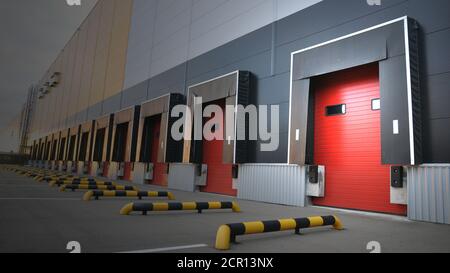 Loading docks of a modern logistics complex. Stock Photo