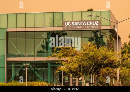 September 9, 2020 Santa Clara / CA / USA - UC Santa Cruz campus in Silicon Valley on a day with orange sky due to the recent wildfires Stock Photo