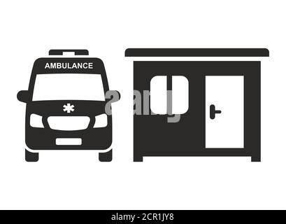 Coronavirus testing site. Ambulance icon. Coronavirus (COVID-19) pod. Vector icon isolated on white background. Stock Vector