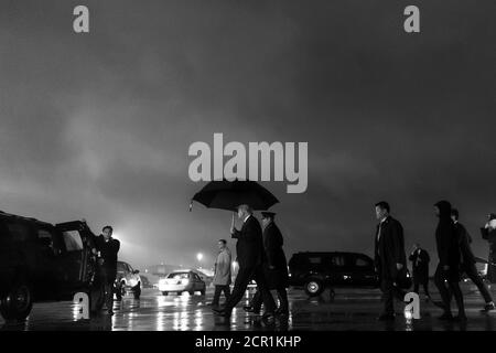 Washington, United States Of America. 18th Sep, 2020. President Donald J. Trump prepares to board the Presidential Limousine at Joint Base Andrews, Md. Thursday, Sept. 17, 2020, en route to the White House. People: President Donald Trump Credit: Storms Media Group/Alamy Live News Stock Photo