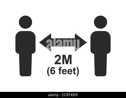 Social distancing icon. Quarantine measures. Vector icon isolated on white background. Stock Vector