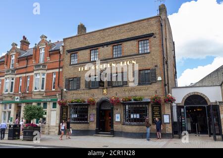 The Golden Lion Wetherspoons free house (public house) on High Street, Newmarket, Suffolk, UK. Stock Photo