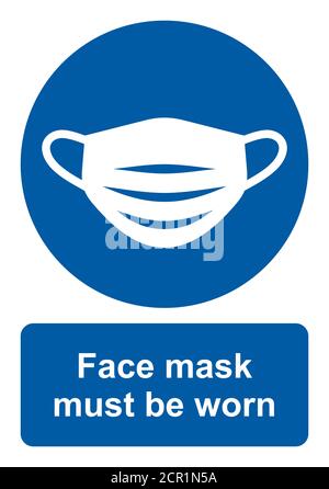 Safety sign, Face mask must be worn. Vector icon isolated on white background. Stock Vector