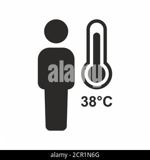 Fever, high temperature icon. Vector icon isolated on white background. Stock Vector