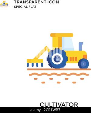 Cultivator vector icon. Flat style illustration. EPS 10 vector. Stock Vector