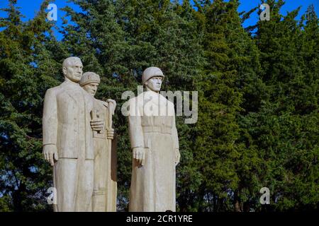 Anitkabir lion road statues close up view Stock Photo