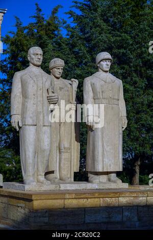 Anitkabir lion road statues close up view Stock Photo