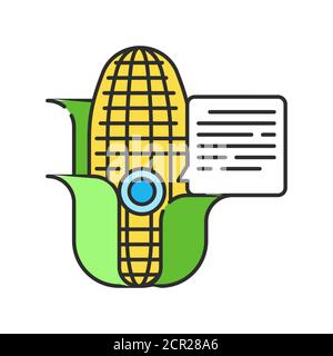 System monitoring the crop field. Smart farming color linear icon. Checking plants. Agricultural IOT. Sign for web page, app. UI UX GUI design element Stock Vector