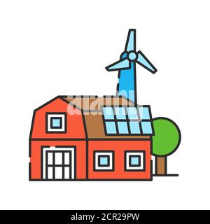 Farm management agriculture. Agricultural automation and robotics. Modern technologies. Smart farming color linear icon. Greenhouse IOT. Sign for web Stock Vector
