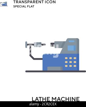 Lathe machine vector icon. Flat style illustration. EPS 10 vector. Stock Vector