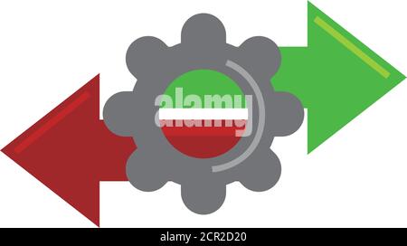 data analysis, gear arrows information vector illustration flat icon Stock Vector