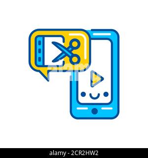 Video content tools color icon. Custom video content. Sign for web page, mobile app, button, logo. Vector isolated element. Editable stroke Stock Vector