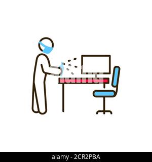 Office disinfection color line icon. Cleaning service. Pictogram for web, mobile app, promo. UI UX design element. Stock Vector