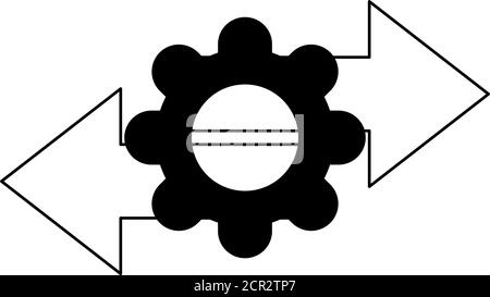 data analysis, gear arrows information vector illustration line icon Stock Vector