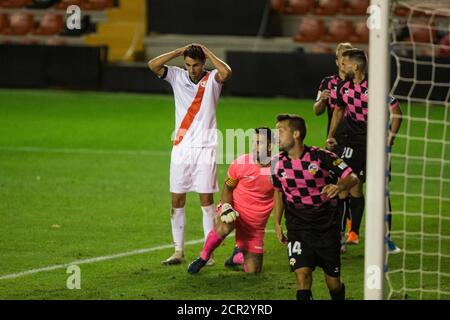 Madrid, Spain. 19th Sep, 2020. DURING THE SPANISH LEAGUE, LALIGA, FOOTBALL MATCH PLAYED BETWEEN RAYO VALLECANO AND CENTER DÕESPORTS SABADELL A AT VALLECAS STADIUM ON SEPTEMBER 19, 2020 IN MADRID, SPAIN. Credit: CORDON PRESS/Alamy Live News Stock Photo