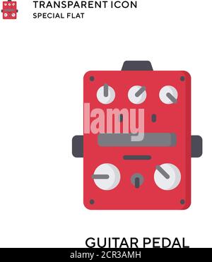 Guitar pedal vector icon. Flat style illustration. EPS 10 vector. Stock Vector