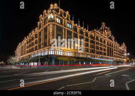 Harrods Limited is a department store located on Brompton Road in Knightsbridge, London, England Stock Photo