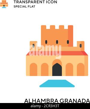 Alhambra granada vector icon. Flat style illustration. EPS 10 vector. Stock Vector