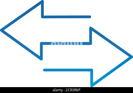 arrows different direction guide, gradient blue line icon vector illustration Stock Vector